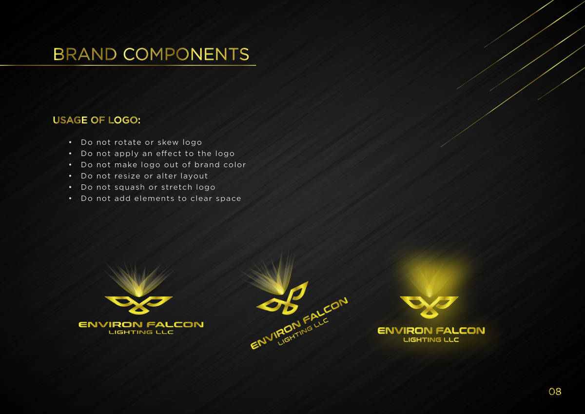 ENVIRON FALCON LIGHTING · Brand guideline page 8